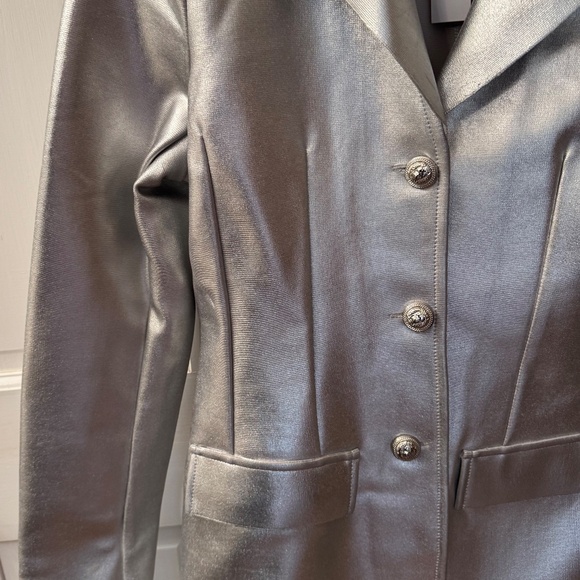 Gorgeous NWT Karen Millen Figure Form Bandage Knit Foiled Blazer Silver. Size: M - Picture 4 of 4